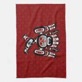 先住民アメリカンレッドブラックカイガニサンダーバード キッチンタオル (縦)