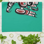 先住民アメリカンレッドブラックカイガニサンダーバード キッチンタオル (折り畳み)