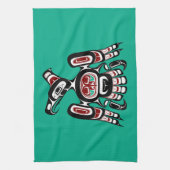 先住民アメリカンレッドブラックカイガニサンダーバード キッチンタオル (縦)