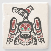 先住民アメリカンレッドブラックカイガニサンダーバード ストーンコースター (正面)