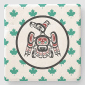 先住民アメリカンレッドブラックカイガニサンダーバード ストーンコースター (正面)