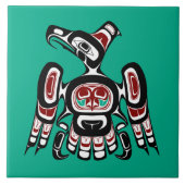 先住民アメリカンレッドブラックカイガニサンダーバード タイル (正面)