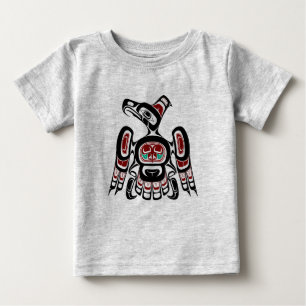 先住民アメリカンレッドブラックカイガニサンダーバード ベビーTシャツ