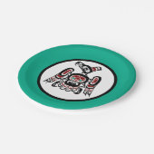 先住民アメリカンレッドブラックカイガニサンダーバード ペーパープレート (アングル)