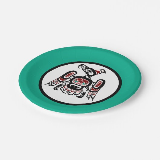 先住民アメリカンレッドブラックカイガニサンダーバード ペーパープレート (アングル)