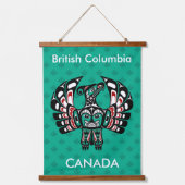 先住民アメリカンレッドブラックカイガニサンダーバード 吊り下げ型タペストリー (正面)