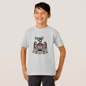 先住民アメリカンレッドブラックカイガニサンダーバード Tシャツ (正面フル)