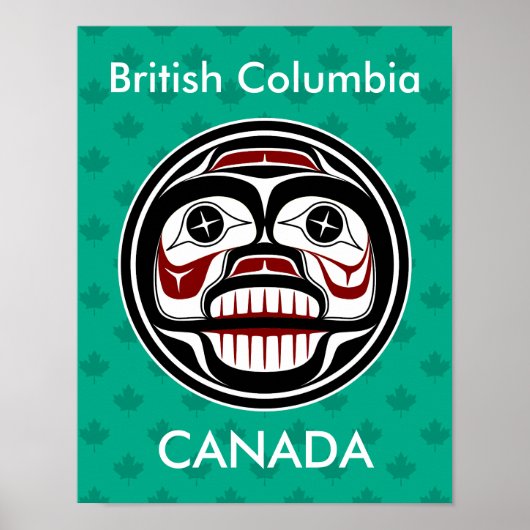 先住民アメリカンレッドブラックグラフィックウィーピングスカル ポスター (正面)