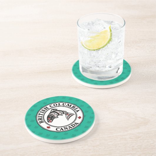 先住民アメリカンレッドブラックグラフィックベクターサーモン コースター (側面)