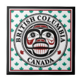 先住民アメリカンレッドブラックグリーンアートウィーピングスカル タイル (正面)