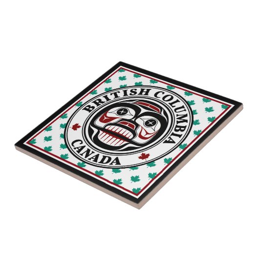 先住民アメリカンレッドブラックグリーンアートウィーピングスカル タイル (側面)