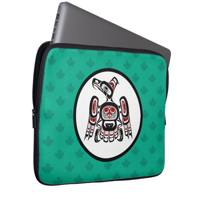 先住民アメリカンレッドブラックサンダーバード ラップトップスリーブ (正面右)