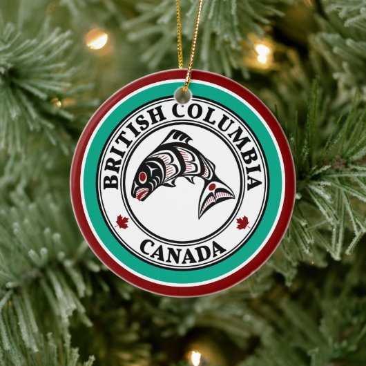 先住民アメリカンレッドブラックサーモン セラミックオーナメント (ツリー)