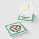 先住民アメリカンレッドブラックハイダアートウィーピングスカル ストーンコースター (横)