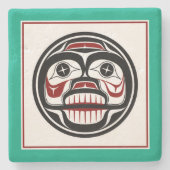 先住民アメリカンレッドブラックハイダアートウィーピングスカル ストーンコースター (正面)