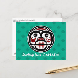 先住民アメリカンレッドブラックハイダアートウィーピングスカル ポストカード