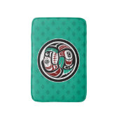 先住民アメリカンレッドブラックハイダアートオッターサーモン バスマット (正面縦)