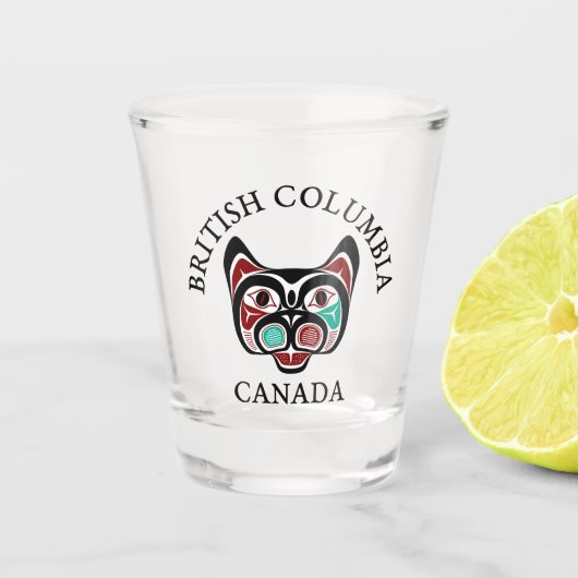 先住民アメリカンレッドブラックハイダアートキティ ショットグラス (正面)