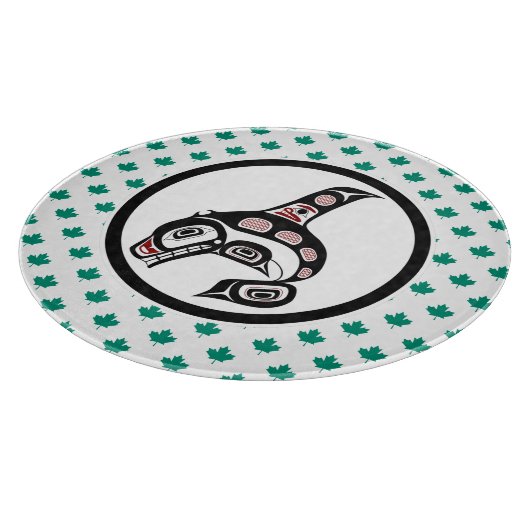 先住民アメリカンレッドブラックハイダアートキラークジラ カッティングボード (角)