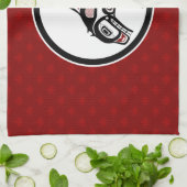 先住民アメリカンレッドブラックハイダアートキラークジラ キッチンタオル (折り畳み)