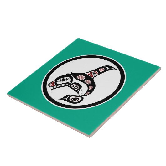 先住民アメリカンレッドブラックハイダアートキラークジラ タイル (側面)