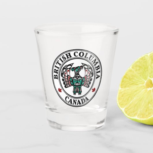 先住民アメリカンレッドブラックハイダアートサンダーバード ショットグラス (正面)