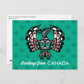 先住民アメリカンレッドブラックハイダアートサンダーバード ポストカード (正面/裏面)