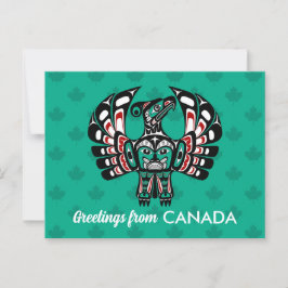 先住民アメリカンレッドブラックハイダアートサンダーバード ポストカード