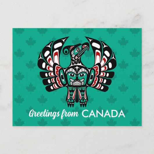 先住民アメリカンレッドブラックハイダアートサンダーバード ポストカード (正面)