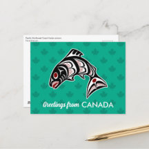 先住民アメリカンレッドブラックハイダアートサーモン