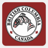 先住民アメリカンレッドブラックハイダアートベクトルサーモン スクエアシール (正面)