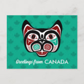 先住民アメリカンレッドブラックハイダアート子猫 ポストカード (正面)