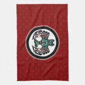 先住民アメリカンレッドブラックハイダサンダーバード キッチンタオル (縦)