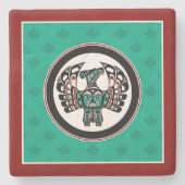 先住民アメリカンレッドブラックハイダサンダーバード ストーンコースター (正面)