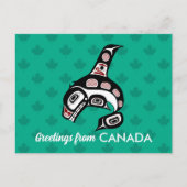 先住民アメリカンレッドブラックベクターアートキラークジラ ポストカード (正面)