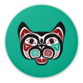 先住民アメリカンレッドブラックベクターハイダ子猫 セラミックノブ (正面)