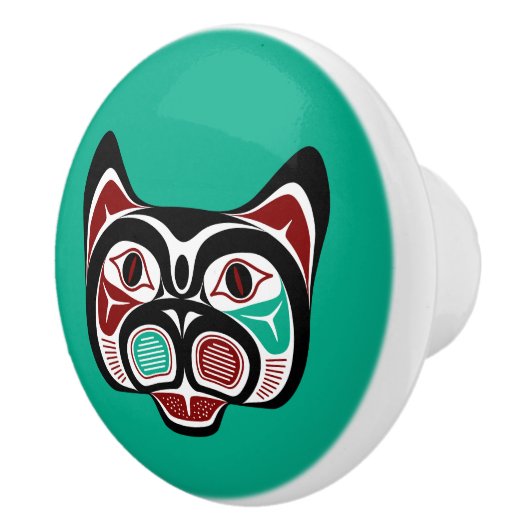 先住民アメリカンレッドブラックベクターハイダ子猫 セラミックノブ (右)