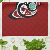 先住民アメリカンレッドホワイトブラックハイダ子猫 キッチンタオル (折り畳み)