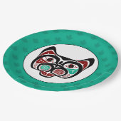 先住民アメリカンレッドホワイトブラックハイダ子猫 ペーパープレート (アングル)