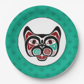 先住民アメリカンレッドホワイトブラックハイダ子猫 ペーパープレート (正面)