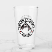 先住民アメリカンレッド白黒ハイダアートサーモン タンブラーグラス (正面)