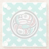 先住民アメリカンレッド白黒ハイダオッターサーモン ガラスコースター (裏面)