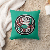 先住民アメリカンレッド白黒ハイダオッターサーモン クッション (ブランケット)