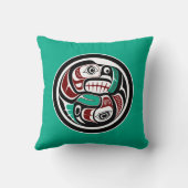 先住民アメリカンレッド白黒ハイダオッターサーモン クッション (裏面)