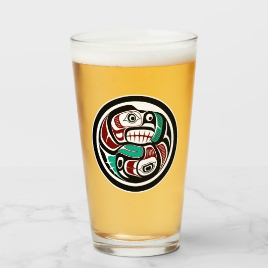 先住民アメリカンレッド白黒ハイダオッターサーモン タンブラーグラス (ドリンク正面)