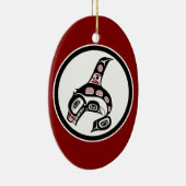 先住民アメリカンレッド白黒ハイダキラークジラ セラミックオーナメント (右)