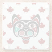 先住民アメリカンレッド白黒ベクターアート子猫 ガラスコースター (裏面)