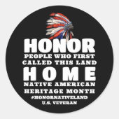 先住民アメリカン伝統月ヘアドレス退役軍人 ラウンドシール (正面)