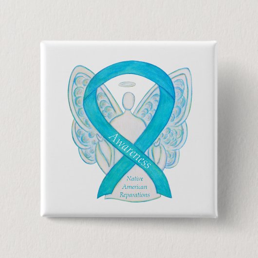 先住民アメリカン修復認識度リボンピン 缶バッジ (正面)