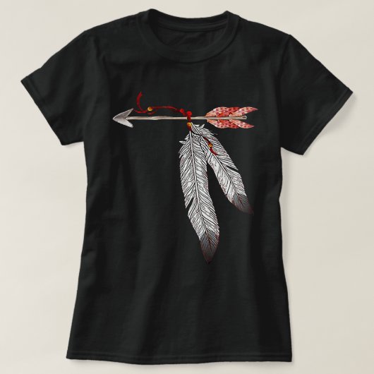 先住民アメリカン先住民伝統ジュエルトーンfea tシャツ (デザイン正面)